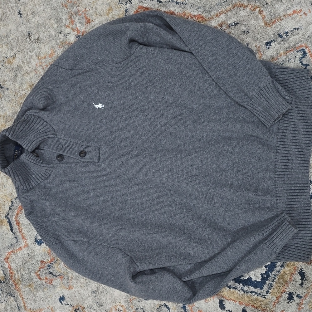 Polo Ralph Lauren Mock Neck Pony Logo Men's Gray Sweater XXL